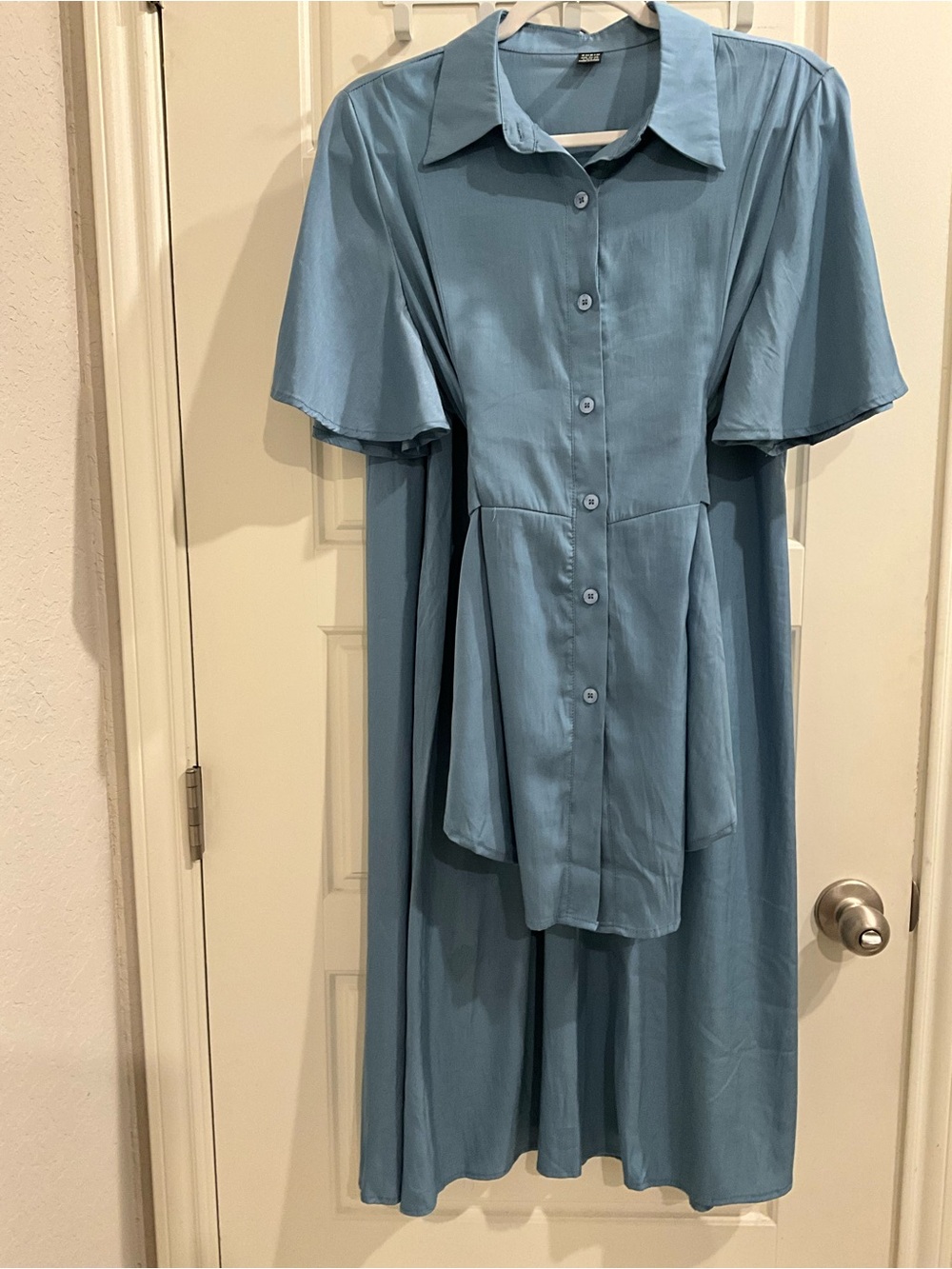 2 Piece Skirt Set, Light Blue, Maxi Skirt & Short Sleeve Top Belted Outfit